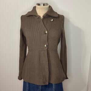 Calvin Klein Jeans Olive Green Collared Cardigan Sweater Size L